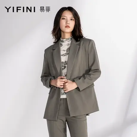 Yifini/易菲宽肩宽松廓形经典领西装外套高级感时尚街头西服外套商品大图