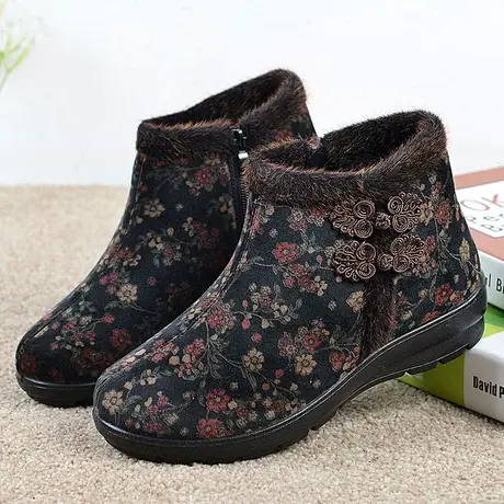 妈妈靴子女式加绒鞋高帮女鞋中老年人高帮鞋女休闲老北京新款鞋子图片