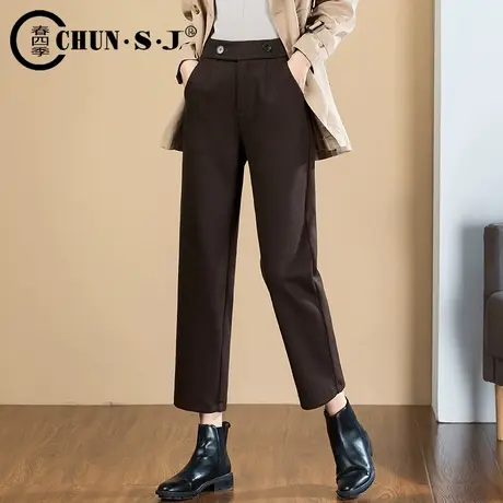 加厚毛呢裤女冬直筒羊毛呢子裤子女2023新款小个子休闲哈伦西装裤商品大图