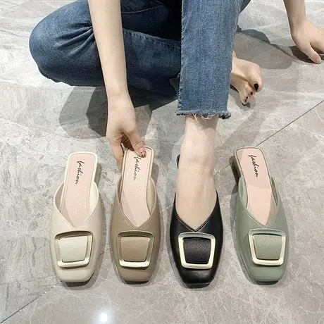 女穆勒鞋拖鞋外穿时尚ins潮包头半拖鞋防水冬天爆款无后跟懒人鞋商品大图