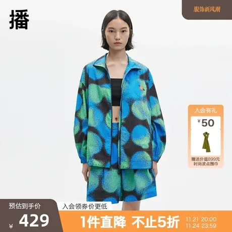 播秋季新款拉链立领宽松休闲大圆点印花短外套女BDP3WD0284商品大图