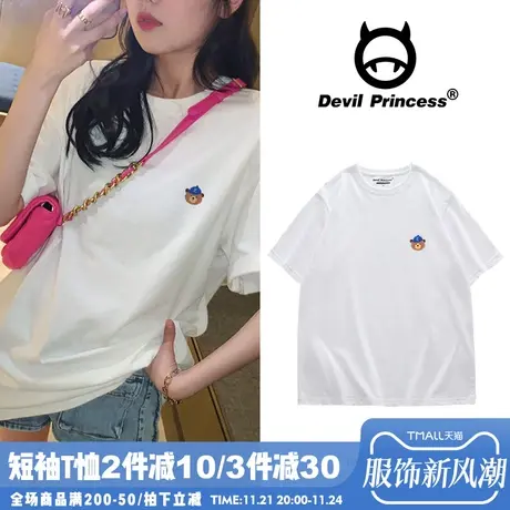 chic港味小熊短袖t恤女2025新款夏季宽松韩版ins潮原宿风半袖上衣商品大图