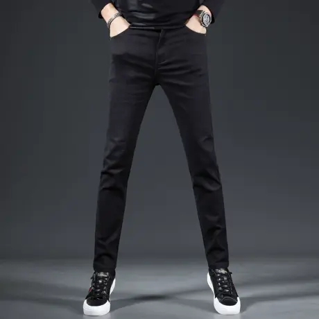 黑色牛仔裤男款修身小脚春秋季2023新款弹力百搭男士裤子韩版显瘦商品大图