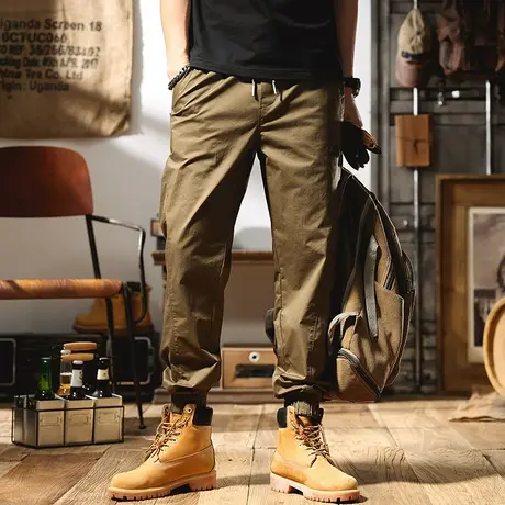 夏季薄款工装裤男宽松直筒百搭束脚裤潮牌高端美式薄款休闲长裤子商品大图