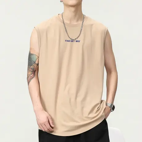 男士美式坎肩背心男夏季薄款男装汗衫2023新款运动无袖t恤速干衣商品大图