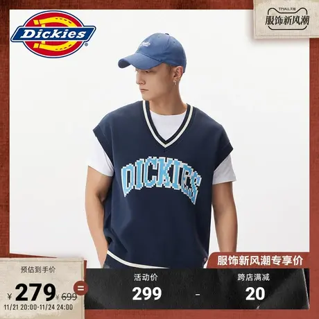 Dickies 工装春夏撞色线条毛线衫背心上衣宽松商品大图