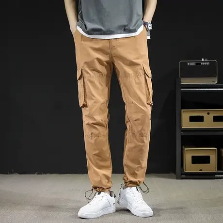 夏季薄款全棉多口袋休闲裤男宽松工装裤男长裤直筒户外男裤迷彩裤商品大图