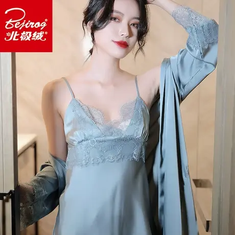 2021新款睡衣女春秋性感五件套夏季冰丝吊带睡裙带胸垫薄款家居服商品大图