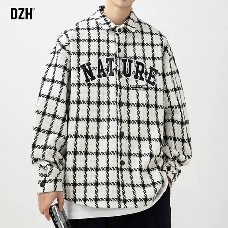 男士格子衬衫小香风外套男潮高级感痞帅男装2024新款上衣休闲外衣商品大图