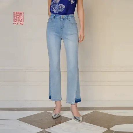 EP雅莹高端系列 高腰设计感九分微喇牛仔裤 2024春装新款J601A图片