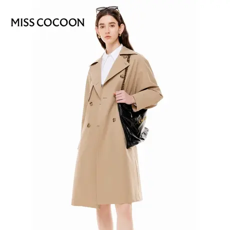 可可尼COCOON2024秋冬新款慵懒松弛感休闲长款白色气质风衣外套女图片