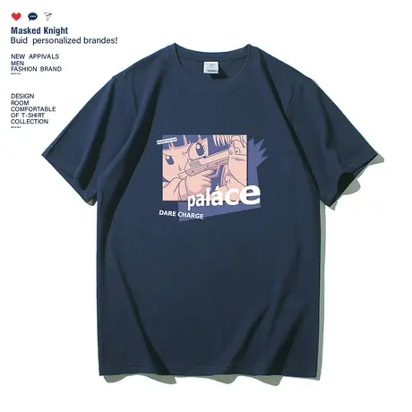 2023新款夏季ins潮牌港风短袖t恤男宽松纯棉潮流学生百搭半袖上衣图片