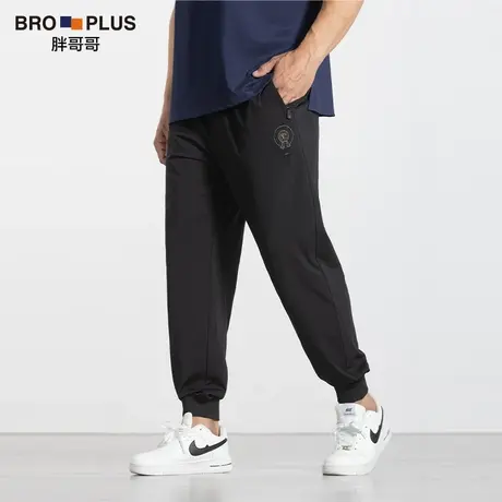 胖哥哥大码休闲裤男轻奢小脚冰丝裤弹力透气裤子男加肥加大运动裤商品大图