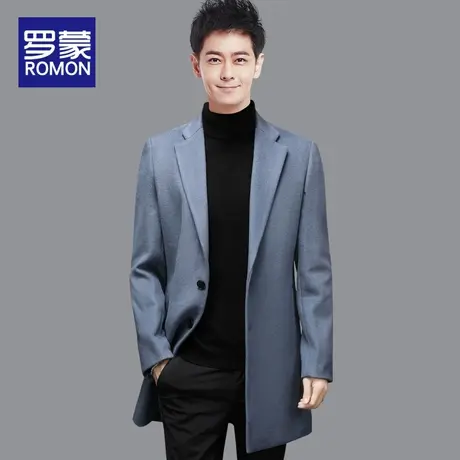 【含羊毛】罗蒙2022新款毛呢外套秋冬季中长款男士呢子大衣男上衣图片