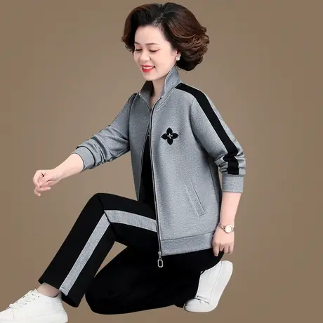 休闲运动服套装女春秋2023年新款藏肉显瘦直筒裤拉链外套三件套潮图片
