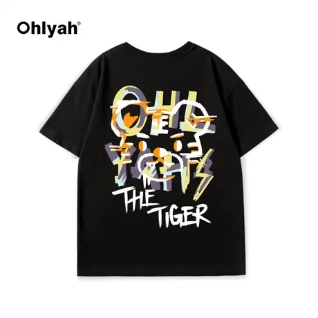 Ohlyah2023春季新款减龄Oversize纯棉宽松卡通印花百搭短袖T恤女图片