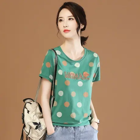 韩潮袭人圆领印花士短袖T恤女2023夏新款刺绣休闲体恤上衣设计感图片
