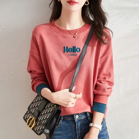 长袖t恤女装2023新款ins潮早秋上衣服港味打底衫女春秋季卫衣外穿图片