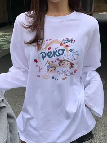 白色中长款叠穿卫衣内搭打底衫女2023新款秋冬季加绒长袖t恤上衣商品大图