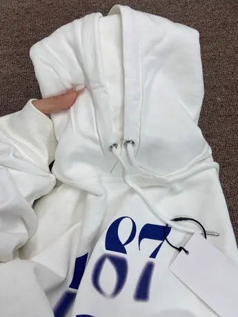 美式复古早秋白色连帽卫衣女款oversize小众高街潮牌ins宽松外套图片