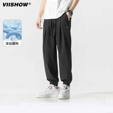 VIISHOW冰丝裤子男夏季2023新款宽松潮流束脚运动裤休闲百搭长裤商品大图