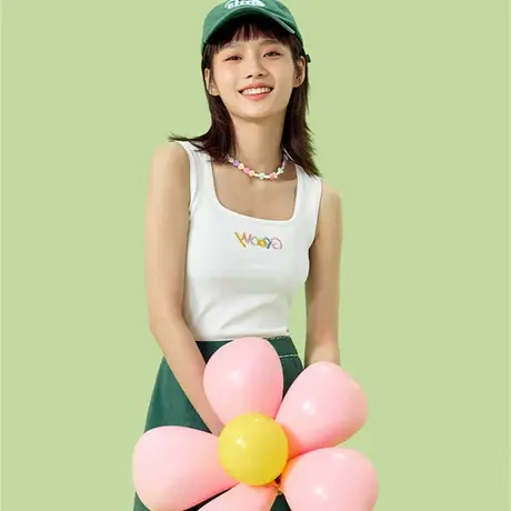 带胸垫针织运动吊带小背心女内搭夏季设计感外穿短款美背无袖上衣商品大图