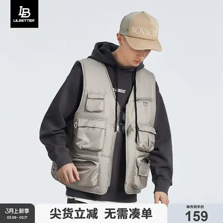 Lilbetter工装马甲棉服冬季填充棉男装保暖外套潮流马夹防寒棉衣商品大图