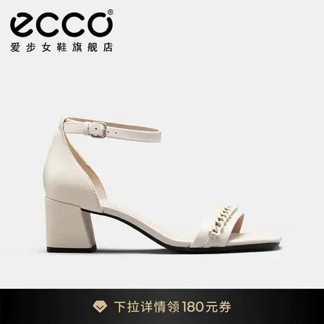 ECCO爱步凉鞋女 春夏新款真皮法式粗跟高跟凉鞋女鞋 塑雅213343图片
