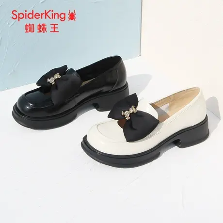 SPIDER KING/蜘蛛王乐福鞋真皮2023春商场新款皮单鞋女蝴蝶结漆皮商品大图