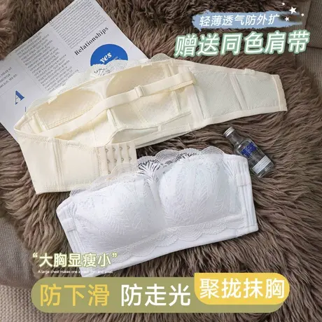 内衣女士无肩带大胸显小防滑隐形防走光抹胸无钢圈文胸罩薄款夏季商品大图