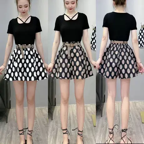 波点短裤女2023年夏季新款韩版设计感圆点休闲时尚宽松洋气阔腿裤图片