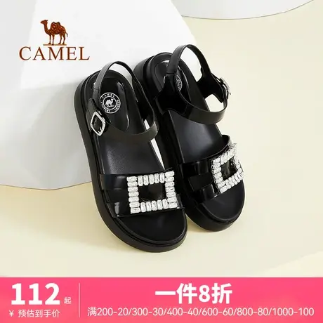 骆驼女鞋夏季新款日常休闲中跟时装凉鞋女图片