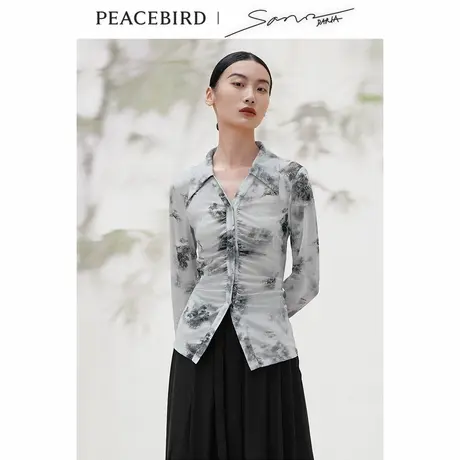 【商场同款】太平鸟女装夏季Daria Song联名修身衬衫图片