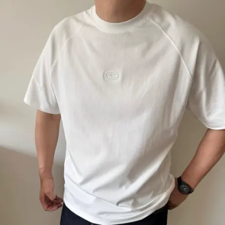 大依无忧大码男装夏季简约纯色设计师款加肥加大圆领短袖T恤半袖商品大图