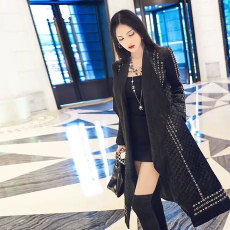 VJE冬装时尚重工棉服风衣新款气质女王范修身保暖棉大衣图片