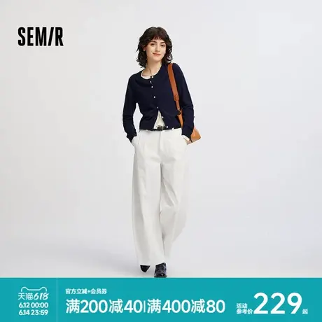 [商场同款]森马休闲裤女做旧宽松长裤2025新款秋季磨毛分割弯刀裤商品大图