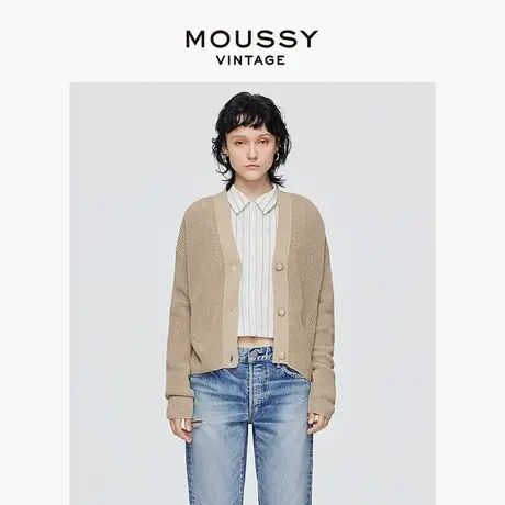 MOUSSY VINTAGE 2025夏季新品简约通勤V领针织开衫540GS270-0180商品大图