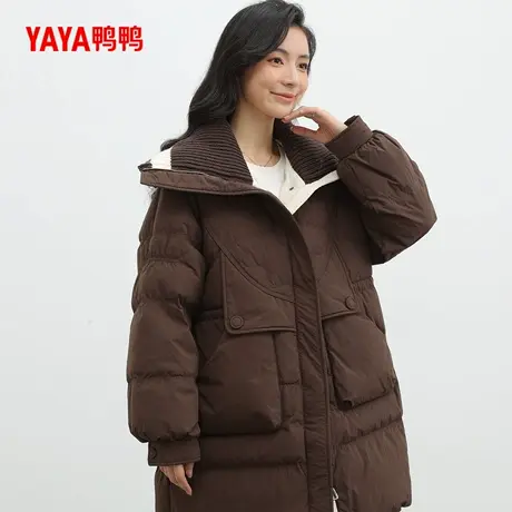 鸭鸭羽绒服女中长款2025新款气质冬季加厚海军领爆款保暖百搭外套图片