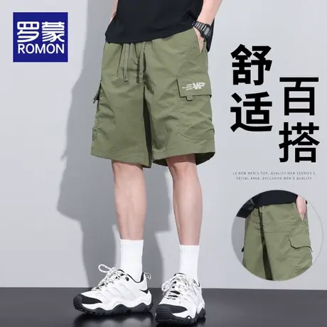 罗蒙潮牌工装短裤男士2025夏季新款宽松休闲中裤冰丝薄款五分裤子商品大图