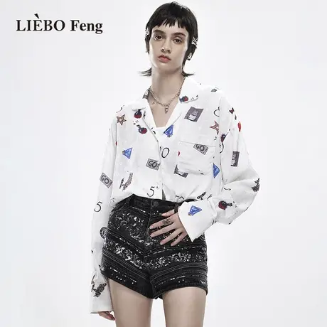 裂帛LIEBOFeng设计师品牌2023年春夏新款慵懒风原宿时髦长袖衬衫图片
