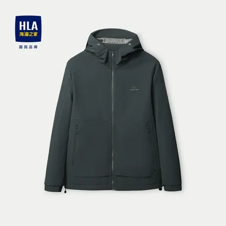 HLA/海澜之家连帽夹克23秋季新款挺括防风纤滑舒适保暖拉链外套男图片