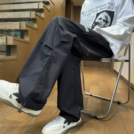 唐狮秋冬新款男休闲长裤宽松直筒束脚裤潮流工装裤潮流阔腿裤子W商品大图