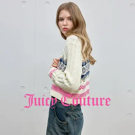 Juicy Couture橘滋外套女2025年秋季新款费尔岛提花针织开衫上衣图片