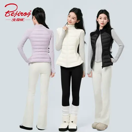 运动白鸭绒排骨羽绒服秋冬保暖防风防水轻薄马甲修身高绒子外套女商品大图