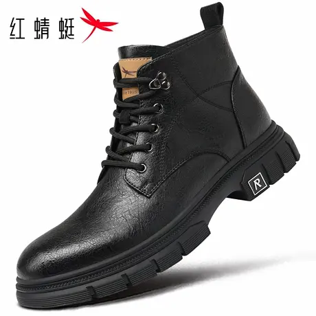 红蜻蜓男鞋秋冬新款鞋子男士高帮工装马丁靴男真皮英伦风男靴冬天商品大图