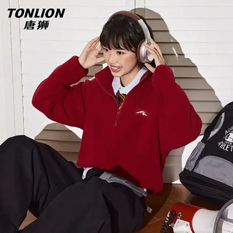 唐狮摇粒绒外套女2026新款秋冬季爆款小个子加厚保暖红色上衣女VB图片