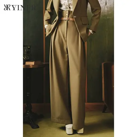 【1996系列】音儿商场同款女装2021冬季新款高腰阔腿休闲裤商品大图