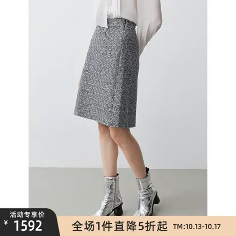 朗姿秋季商场同款高级感半身裙高腰显瘦法式短裙女职业OL图片