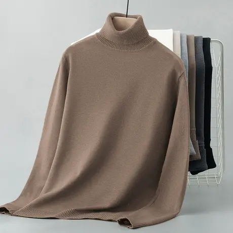 高领毛衣男保暖内搭打底衫潮牌潮流秋冬季针织衫线衣毛衫修身百搭商品大图