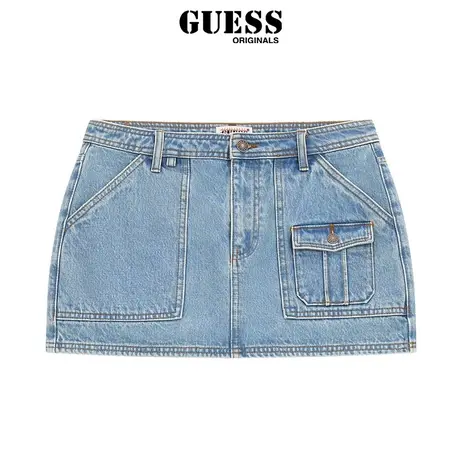 GUESSOriginals23年新秋女设计感时尚牛仔水洗半身裙-W4RG50D4XY0图片